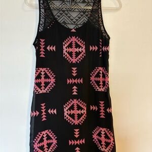 HeartSoul Black Dress with Pink Geometric Design